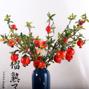 Red Pomegranate Branch Artificial Flowers Home Decorations Festive Ornaments Living Room Wedding Celebration Fake Flowers
