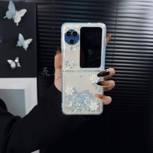 Oppo Find N3 Flip Female Version Mobile Phone Case with Bracelet Anti-Fall Full Cover Foldable Screen Snowflake Design Protection Shell