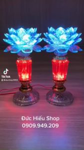 Bộ 2 đèn thờ cúng hoa sen đổi nhiều màu loại cao đèn hoa sen để bàn thờ trang trí tết Đức Hiếu Shop