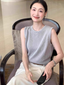 chaqi | French Style Blue Linen Sleeveless Top Women Summer Beautiful High Sense Ice Silk Strap Vest Small Bandeau Tank Top