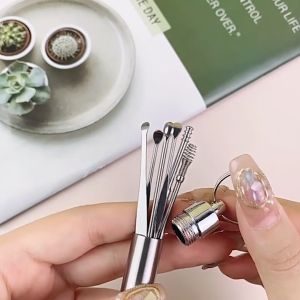 Bộ dụng cụ lấy ráy tai sáu món bằng thép không gỉ cao cấp hộp đựng bằng thép tiện lợi