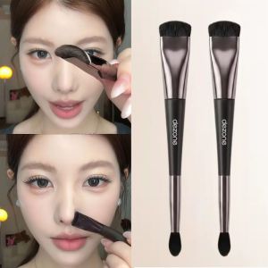 2-in-1 Highlight & Nose Contour Brush Double Ended Makeup Brush Portable Facial Sculpting Brush for Beginners