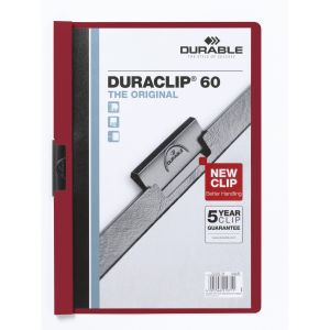 DURABLE DuraSafe 2209 Túi Đựng Tài Liệu Màu Đỏ Đậm A4 Có Thể Đựng 60 Trang Kẹp Thép Dụng Cụ Lưu Trữ Văn Phòng Phẩm