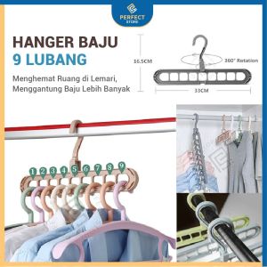 Gantungan Baju 9IN1 Hanger Jemuran Pakaian Putar 360 Derajat Cantolan Magic Panjang 9 Lubang Serbaguna