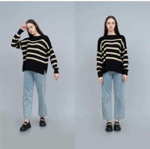 MAUDY SWEATER RAJUT GARIS-GARIS ATASAN RAJUT WANITA