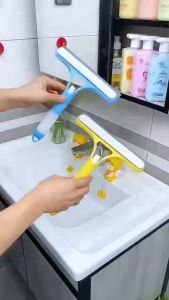 3 In 1 Window Cleaning Tool Glass Wiper Double-sides Household Clean Brush With Water Spray Bottle For Bathroom Mirror Car Glass