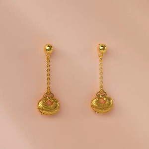 Chow Sang Sang 周生生 999.9 24K Pure Gold Essence Ruyi Lock Earrings for Women 96432E Price-by-Weight 3.74g Gold