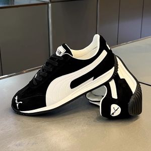 Trendy Mens Low-Top Smooth Leather Sporty Casual Shoes Spring Autumn New Style Versatile Flat Heel Rubber Sole round Toe