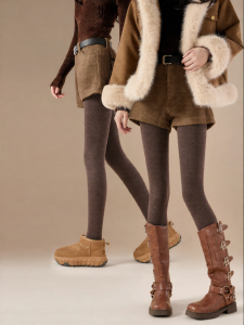 NEARKINS | Leggings Giữ Ấm Mùa Thu Đông Màu Nâu