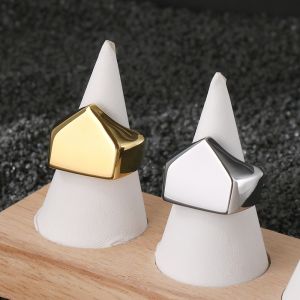 Kemstone vàng bạc hình học kim tự tháp nhẫn thép không gỉ cho phong cách đơn giản cho nam Món quà thời trang