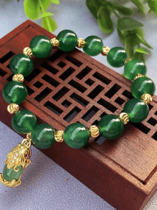 Fashionable Green T-Rex Bracelet Womens Style Buddha Beads Safe Wealth Attracting High-End Feeling Versatile Bracelet