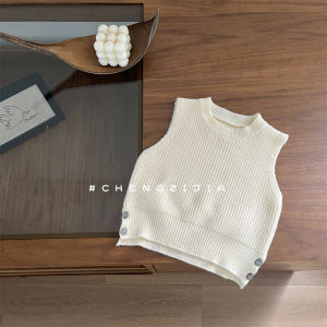 Korean Style Ins Wind Mini Knit Vest Circular Neck