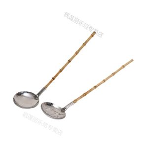 Retro Large Spoon Handle Drain Spoon Soup Spoon Easy to Clean Ancient Style Kitchen Utensils for Noodles Home Use Meal Serving Soup Drinking