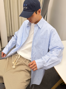 Roaringwild | Blue Stripe Regular Fit Long Sleeve Shirt for Men
