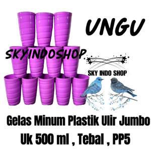 Gelas Minum Plastik Ulir Jumbo Uk 500 ML ( 6 Pcs )