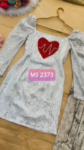 MyDu Shop | Đầm Kim Sa MS 2373 – Tay Lỡ Cổ Vuông Thêu Trái Tim Kiểu Dáng Sang Trọng
