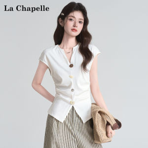La Chapelle | Slit V-Neck Design Short Sleeve T-Shirt