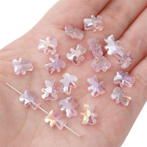 10pcs 8x10mm Little Bear Bead Glass Loose Spacer Beads Charms For DIY Handmade Bracelet Necklace Keychain Jewelry Making Accessories
