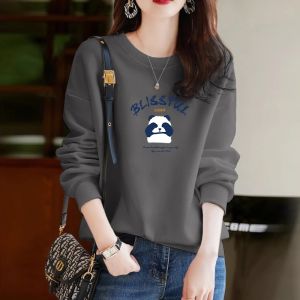 High Quality Loose Womens Cotton Sweatshirt Fashionable Casual Versatile Top Early Autumn New Arrival Stylish plus Size
