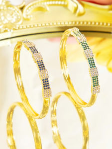 Sequito phong cách đơn giản Màu Vàng Vòng tay mảnh Micro Pave Bling Lam Lục aaaaa đá Cubic Zirconia phụ nữ mặc hàng ngày trang sức đeo cổ tay B366