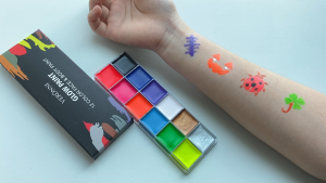 VERONNI 12-color UV Luminous Body Paint Face Painting Palette Halloween Costume Cosplay Makeup with free brush