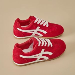 JIFANPAUL | Red Womens Retro Casual Sneakers