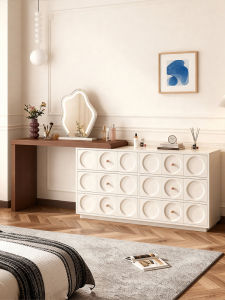 MENGLU | Solid Wood French Cream Style Compact Vanity Table