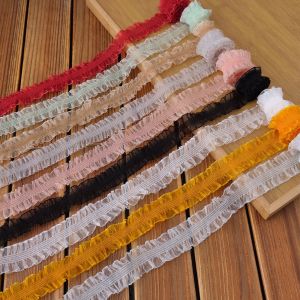 Vải Trang Trí Ren Đàn Hồi DIY 5m 3cm Rộng Hai Mặt Thẳng Đen Trắng Cho Váy