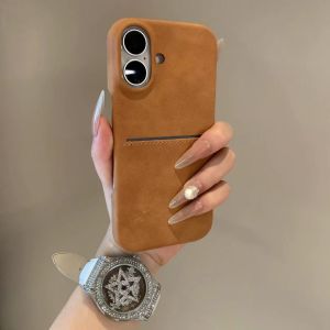 16 Series Business Style Half Cover Skin Feel Lamb Leather Phone Case Support SIM Card Slot for Men And Women