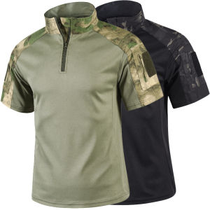 Mens Tactical Frog Shirt Short Sleeve UF Quick-Dry Moisture Wicking T-Shirt for Outdoor Military Training Hiking