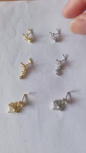 Surgical Steel L Bend Long Dangle Nose Ring CZ Butterfly Flower Nose Stud for Women 20G Nose Piercing Jewelry Fashion Trendy