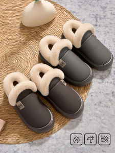 Giày Lười Cotton Chống Thấm Nước Cho Nam Mùa Thu Đông 2025 Mới Về Giày Lười Cotton Ấm Áp Chống Trượt Da PU Lót Lông Cừu Kháng Khuẩn Cho Nữ