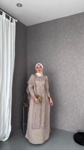 BEST SELLER Kaleen Dress Bahan Silk mix Brukat Chantily Premium Gamis Kondangan Wanita Dress Muslim Pesta Terbaru
