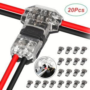 10Pcs/20Pcs Suitable for 14-20 Awg Solderless Wire-Free Quick Line Splicing Connector Branch Wiring Splitter Connector 3-Way 2-Pin Low-Voltage Wire Connector