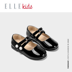 Princess Style Soft Bottom Performance Shoes for Girls ELLEkids Leather Patchwork Casual round Toe PVC Bottom Spring Autumn