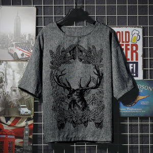 Ice Silk Ultra-Thin Half Sleeve Mens T-Shirt Loose Fit Quick Dry Summer Fashion Large Size 5 Points Trendy Body Shirt