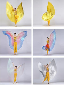 Trẻ Em Múa Bụng Cánh Vàng Chống Đỡ Biểu Diễn Múa Phụ Kiện Trang Phục Cánh Nhiều Màu Sắc Cho Trẻ Em Múa Bụng