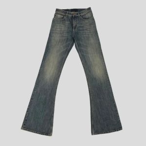 กางเกงยีนส์ขายาวทรงขาม้าทำให้ดูเก่าแนววินเทจสีซีดผ้าฝ้ายไม้ไผ่งานฝีมือดีจากปารีสกางเกงยีนส์ขายาวผู้ชายใส่แล้วดูผอมเพรียว