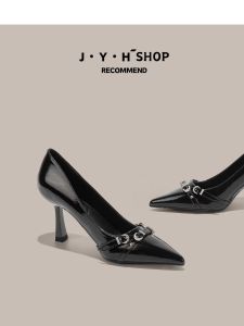 Black Beautiful High Heels Womens Shoes Spring Autumn New Style French Elegance Pointed Toe Thin Heel Single Shoes for Skirts