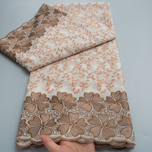 African Cotton Swiss Lace Fabric High Quality Swiss Voile Lace With Stones Elegant Dry Polish Embroidery For Women Dresses 5yard