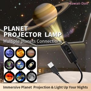EELHOE | [DO]USB Ceiling Moon Earth Projection Atmosphere Light Starry Sky Lamp Night Light Romantic Bedroom Decoration Galaxy Projector