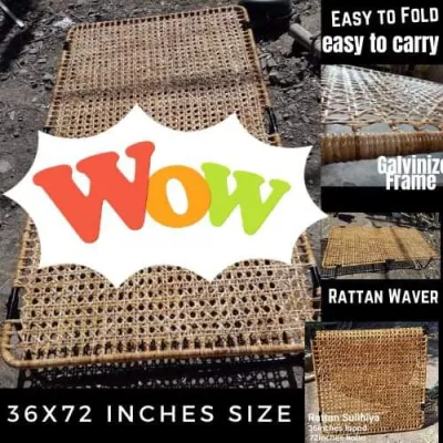 36x72inches RECLINING FOLDING BED RATTAN GALVANIZED IRO