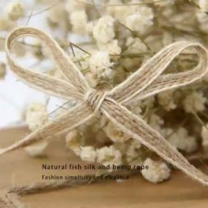 20M White Edge Jute String Twine Burlap Braided Crafts Gift Box Packaging Hemp Rope Woven Belt