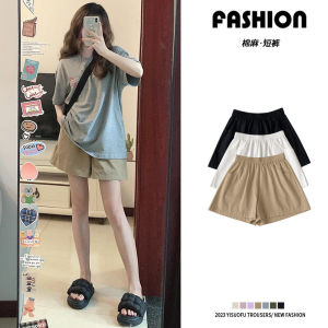 Kaki Cargo Shorts Women Summer 2023 New Loose Wide Leg Small Cotton and Linen Casual Five Points Sweat pants