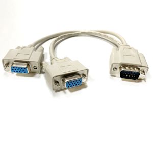 15PIN SVGA MALE to DUAL FEMALE VGA Y SPLITTER ADAPTER CABLE