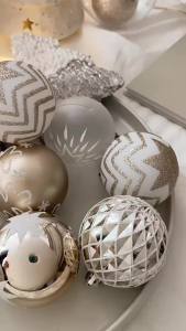 Christmas Balls Ornaments 16Pc 2.36" White&Gold Shatterproof Christmas Tree Decorations 60MM Hanging Ball for Xmas Party Wedding