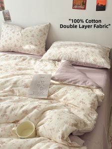 Kiss Dear | Cotton Double Gauze Four-Piece Bedding Set Small Floral