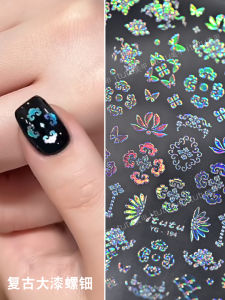 Retro Lacquer Inlay Butterfly 3D Embossed Nail Art Stickers Traditional Chinese Style Large Size Nail Decorations Adhesive
