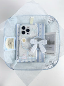 CTOO Studio Blue Plaid Butterfly Knot Magnetic Attraction Stand iPhone 17 pro Max Phone Case Double Layer Matte 16 pro Max Unique 15 Pro/14/13 Phone Chain