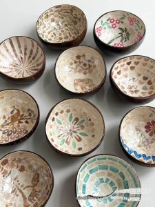 Natural Handmade Shell Coconut Bowl Home Decor Key Storage Tray Creative Bohemian Style Salad Bowl Dining Utensils Accessory
